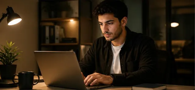 ويعمل على اللابتوب ليلاً